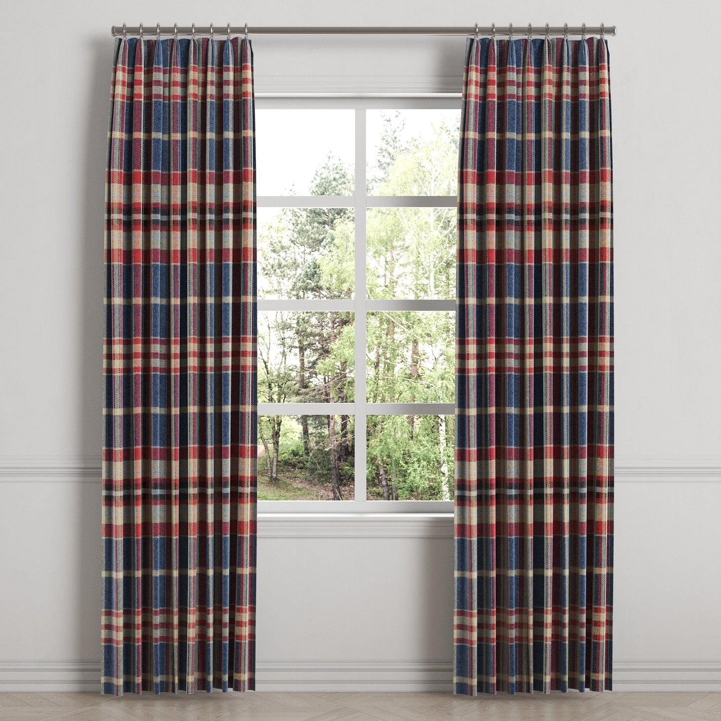 Euro Pleat Drapery in Tartan - Flannel