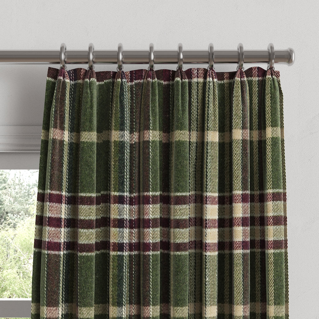 Euro Pleat Drapery in Tartan - Evergreen