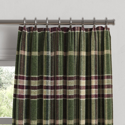 Euro Pleat Drapery in Tartan - Evergreen
