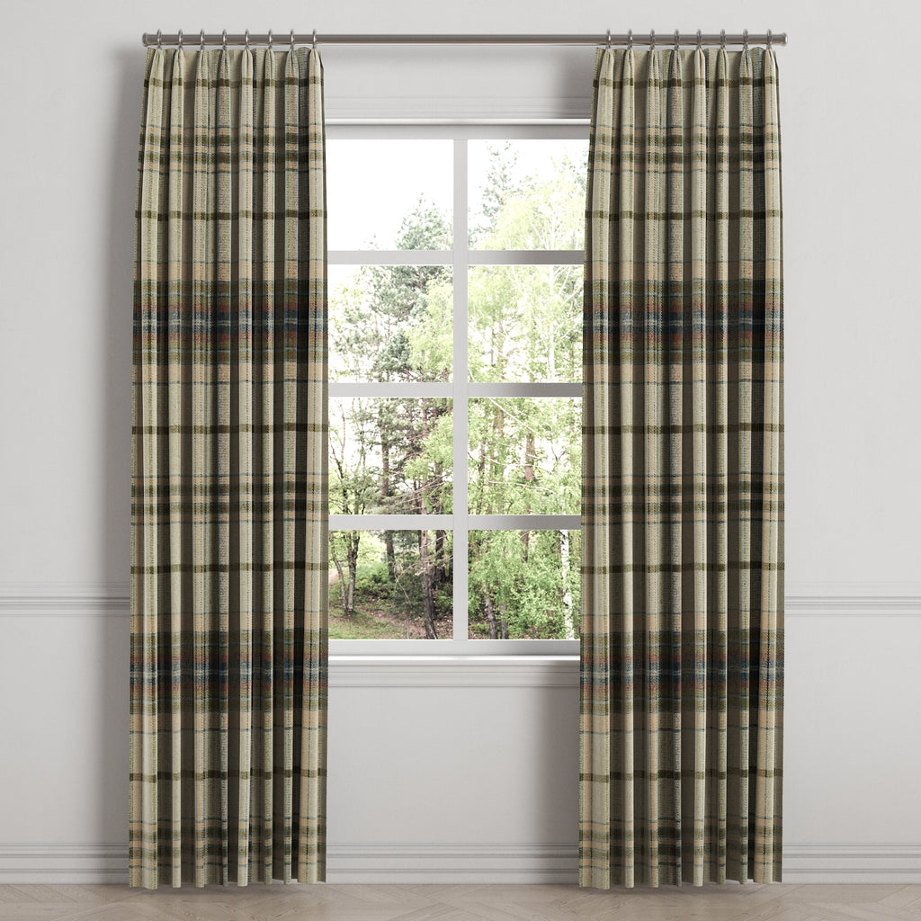 Euro Pleat Drapery in Tartan - Cappuccino