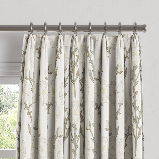 Euro Pleat Drapery in Cottage Flowers - Vanilla