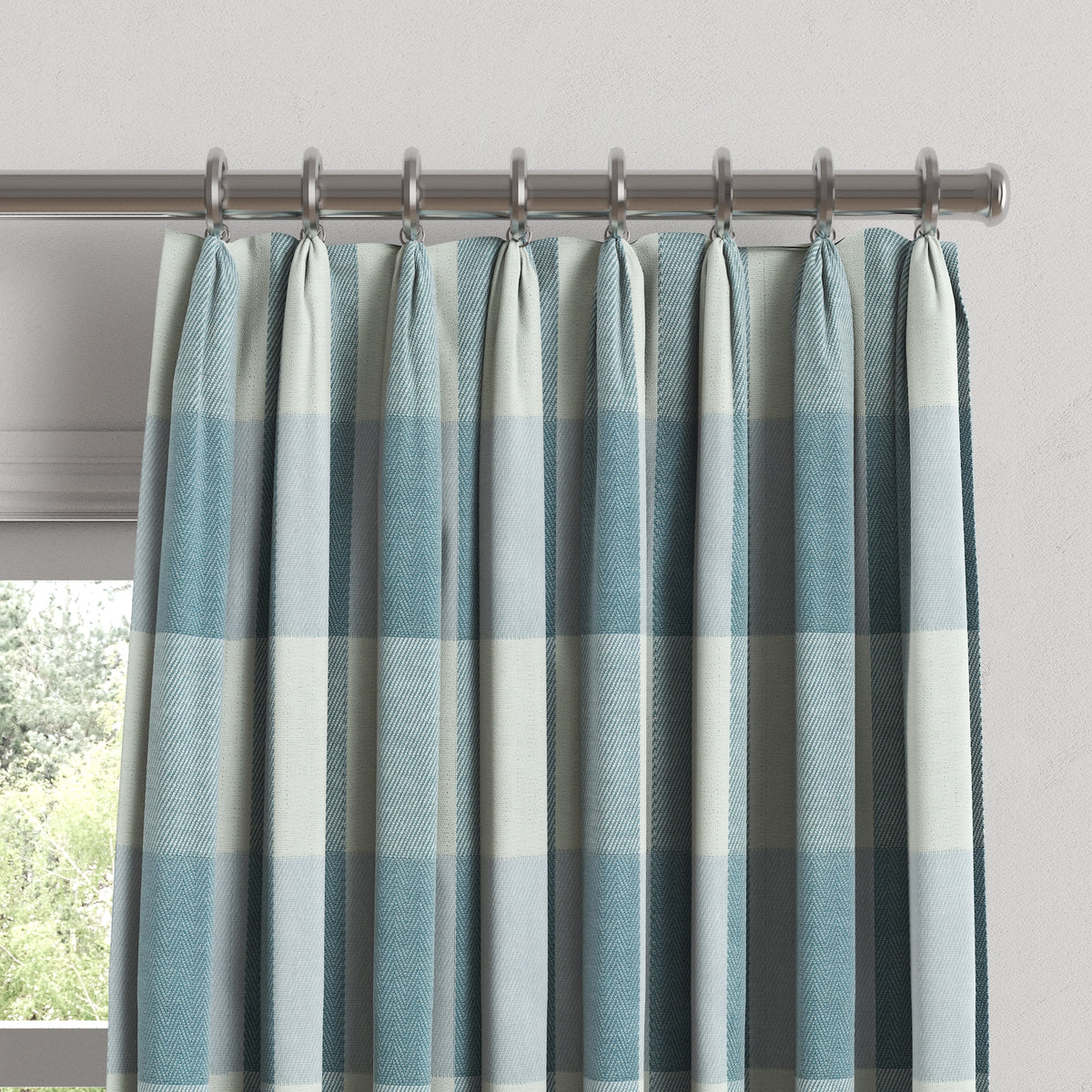 Euro Pleat Drapery in Foxy Plaid - Harbor
