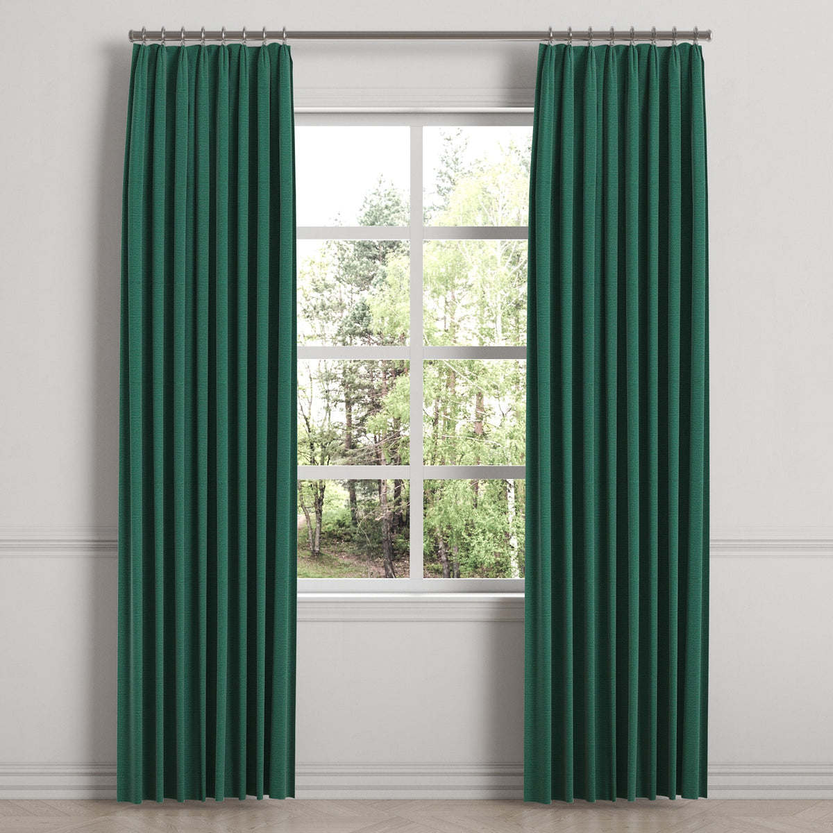 Euro Pleat Drapery in Slubby Linen - Spruce