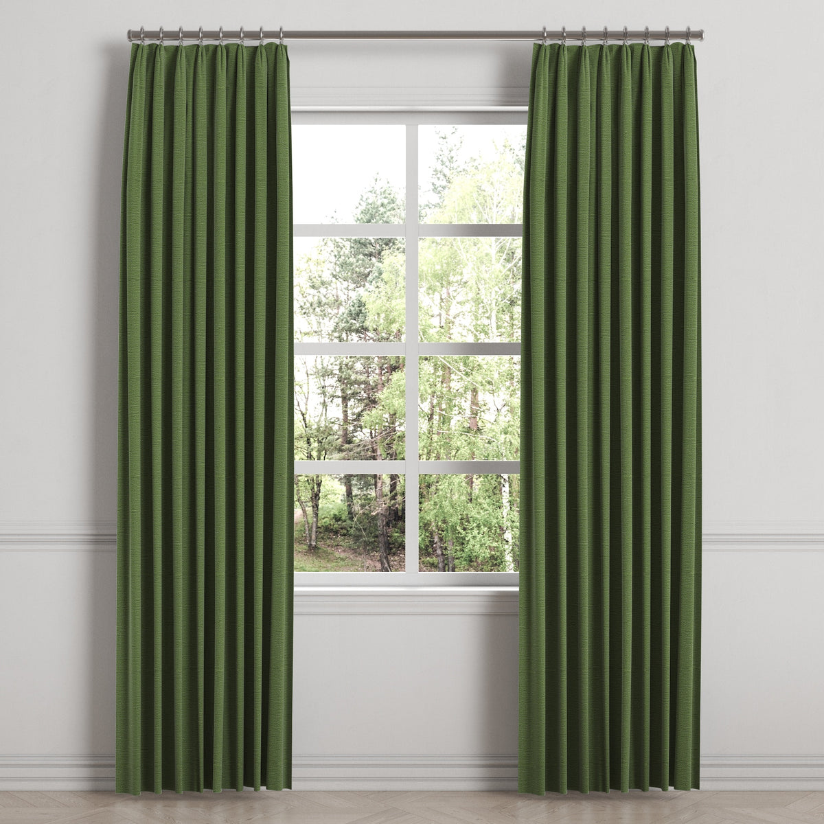 Euro Pleat Drapery in Slubby Linen - Clover