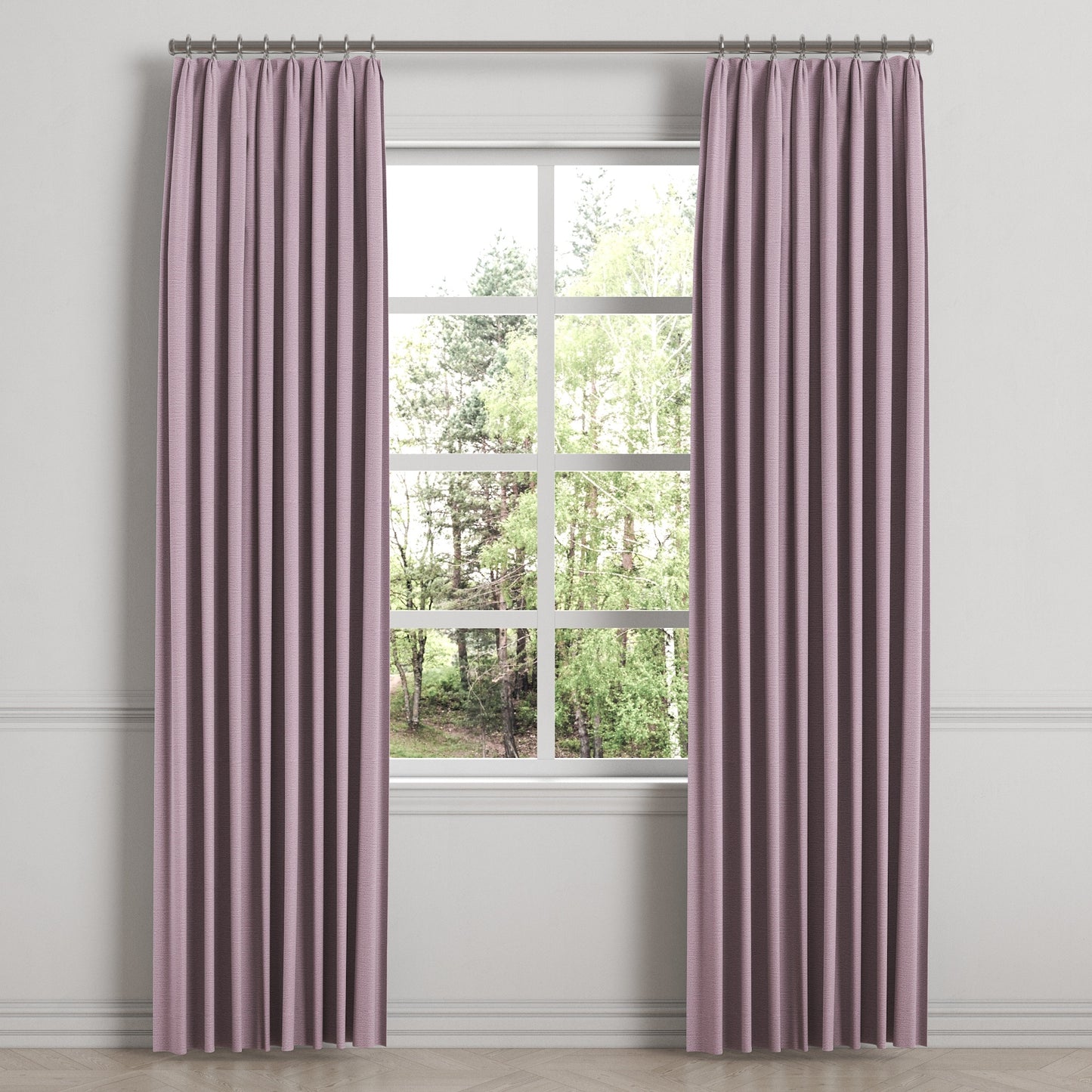 Euro Pleat Drapery in Slubby Linen - Plum
