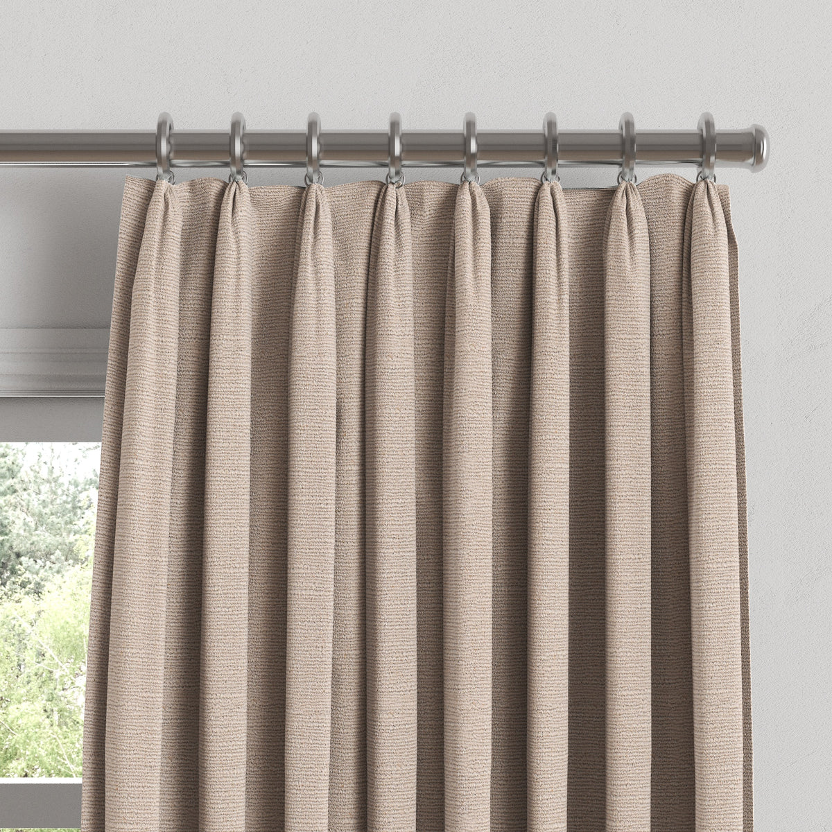 Euro Pleat Drapery in Slubby Linen - Cashmere