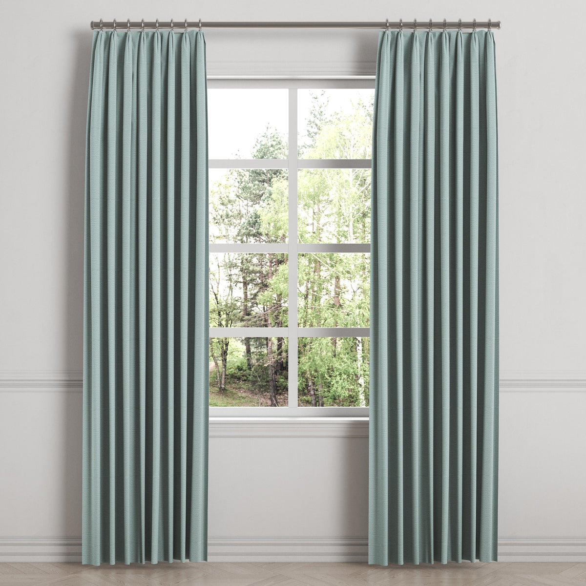 Euro Pleat Drapery in Slubby Linen - Puddle