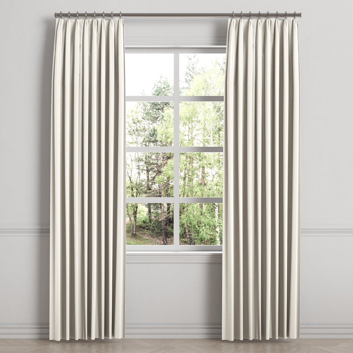 Euro Pleat Drapery in Slubby Linen - White