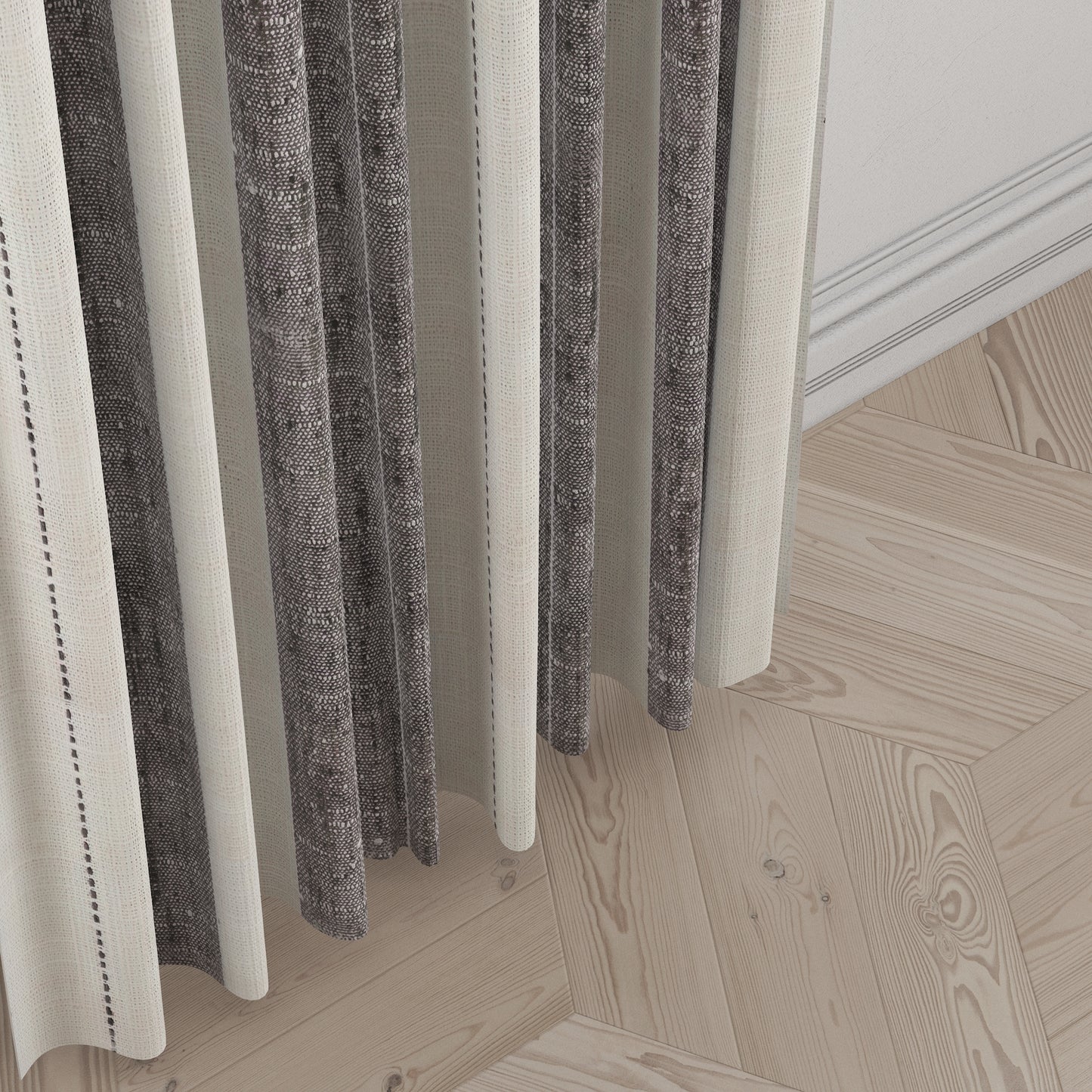 Euro Pleat Drapery in French Laundry Stripe - Midnights