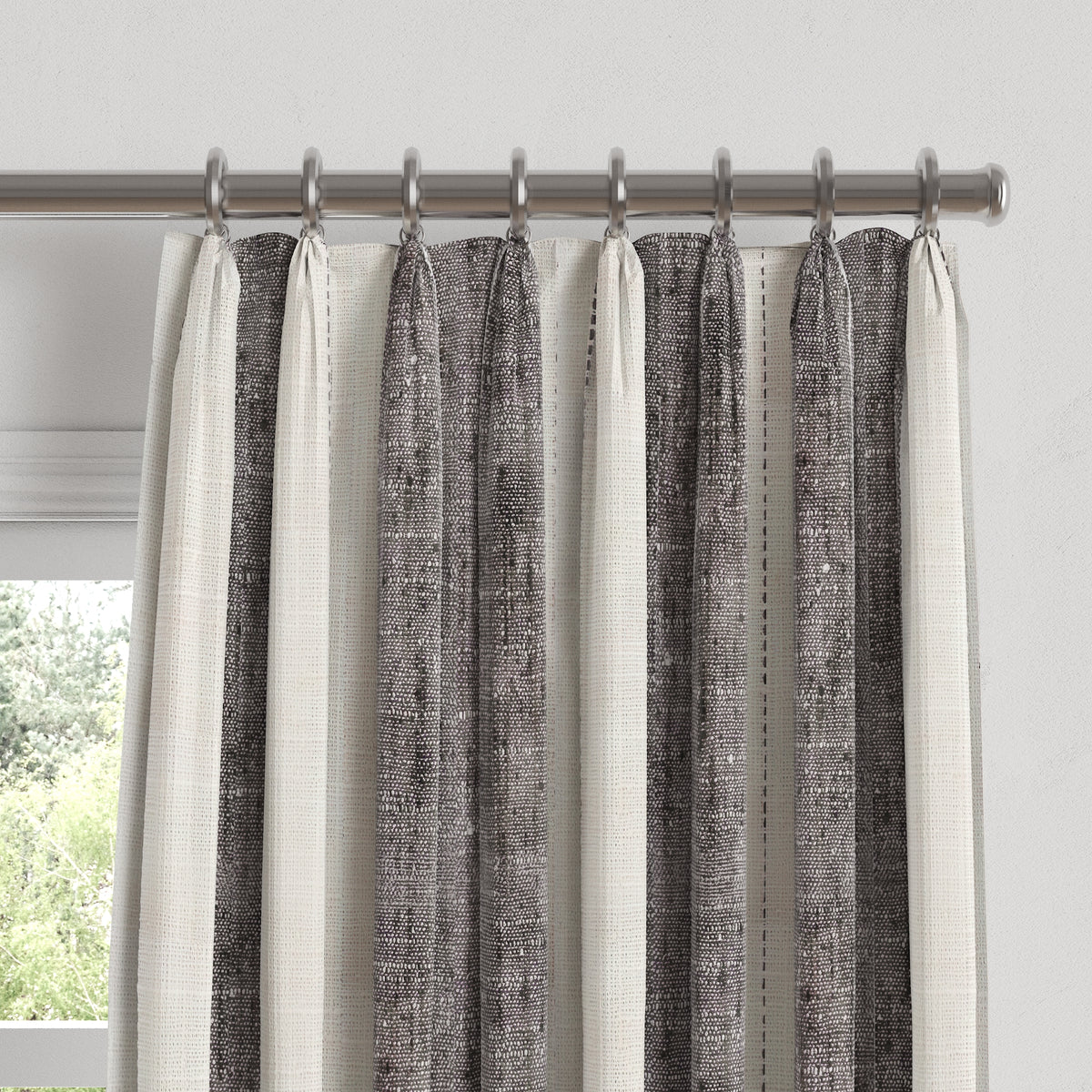 Euro Pleat Drapery in French Laundry Stripe - Midnights