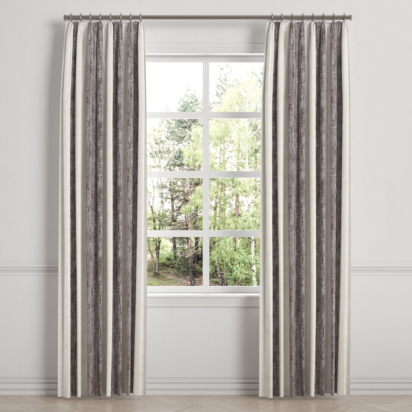 Euro Pleat Drapery in French Laundry Stripe - Midnights