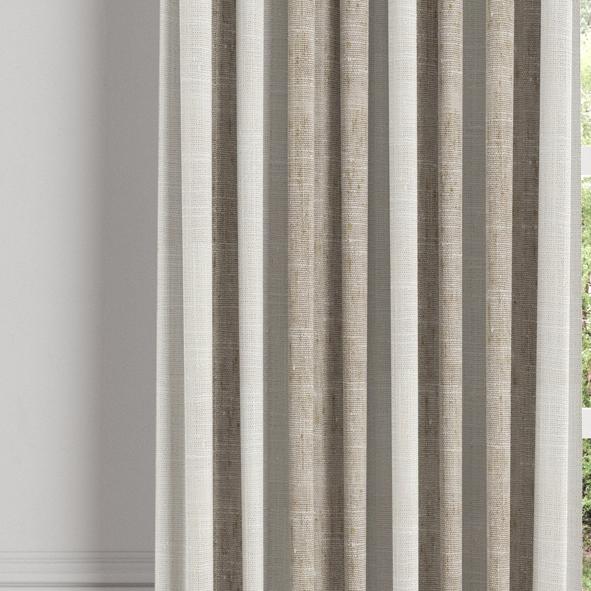 Euro Pleat Drapery in French Laundry Stripe - Champagne