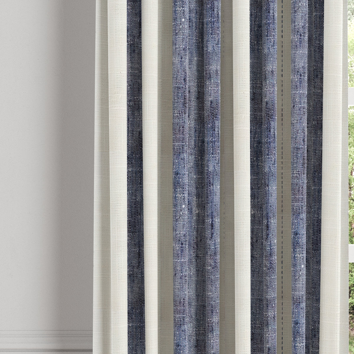 Euro Pleat Drapery in French Laundry Stripe - Navy