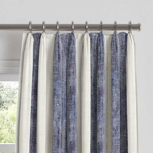 Euro Pleat Drapery in French Laundry Stripe - Navy