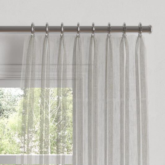 Euro Pleat Drapery in Linen Sheer - Cinder