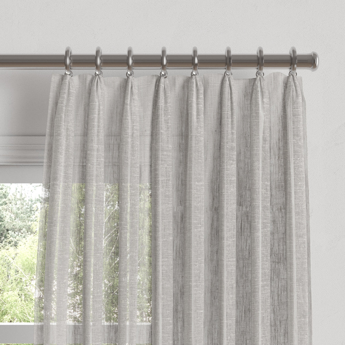 Euro Pleat Drapery in Linen Sheer - Dim Gray