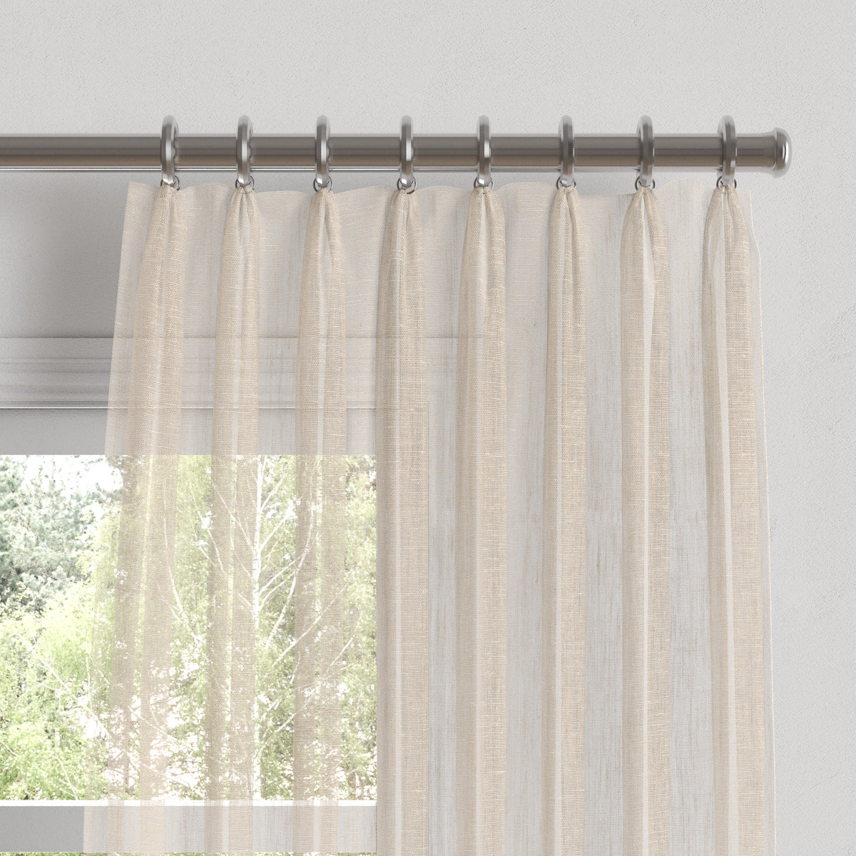Euro Pleat Drapery in Linen Sheer - Ecru