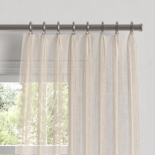 Euro Pleat Drapery in Linen Sheer - Ecru