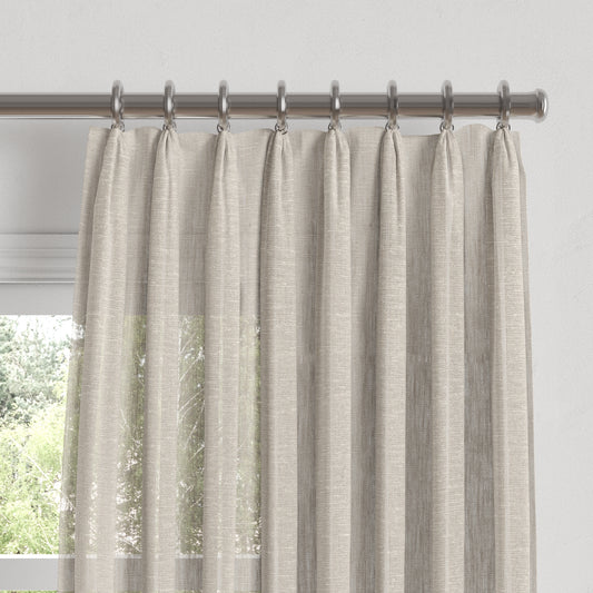 Euro Pleat Drapery in Linen Sheer - Ivory