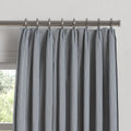 Euro Pleat Drapery in Little White Line - Blueberry