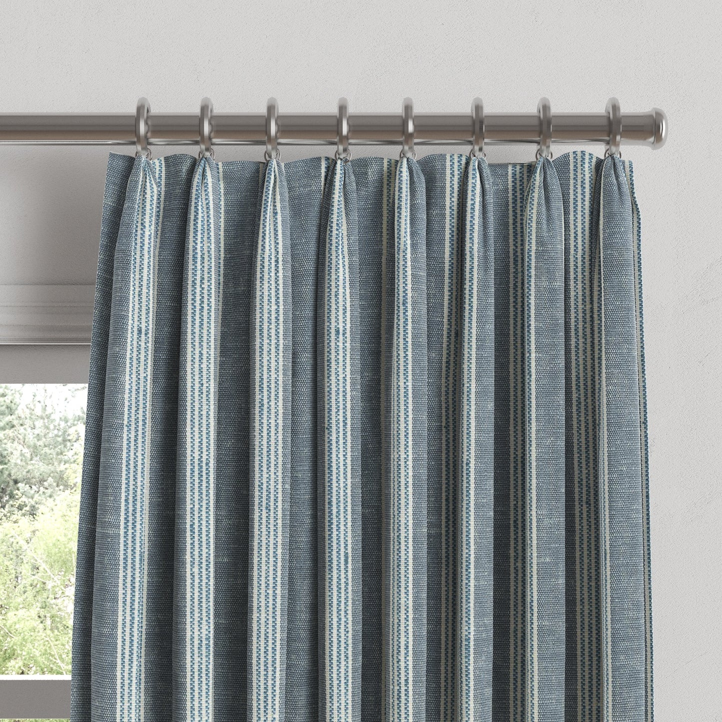 Euro Pleat Drapery in Nautical Stripes - Surfs Up