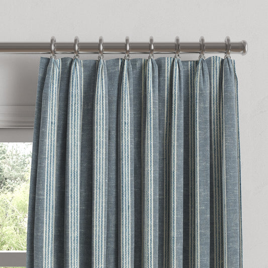 Euro Pleat Drapery in Nautical Stripes - Surfs Up