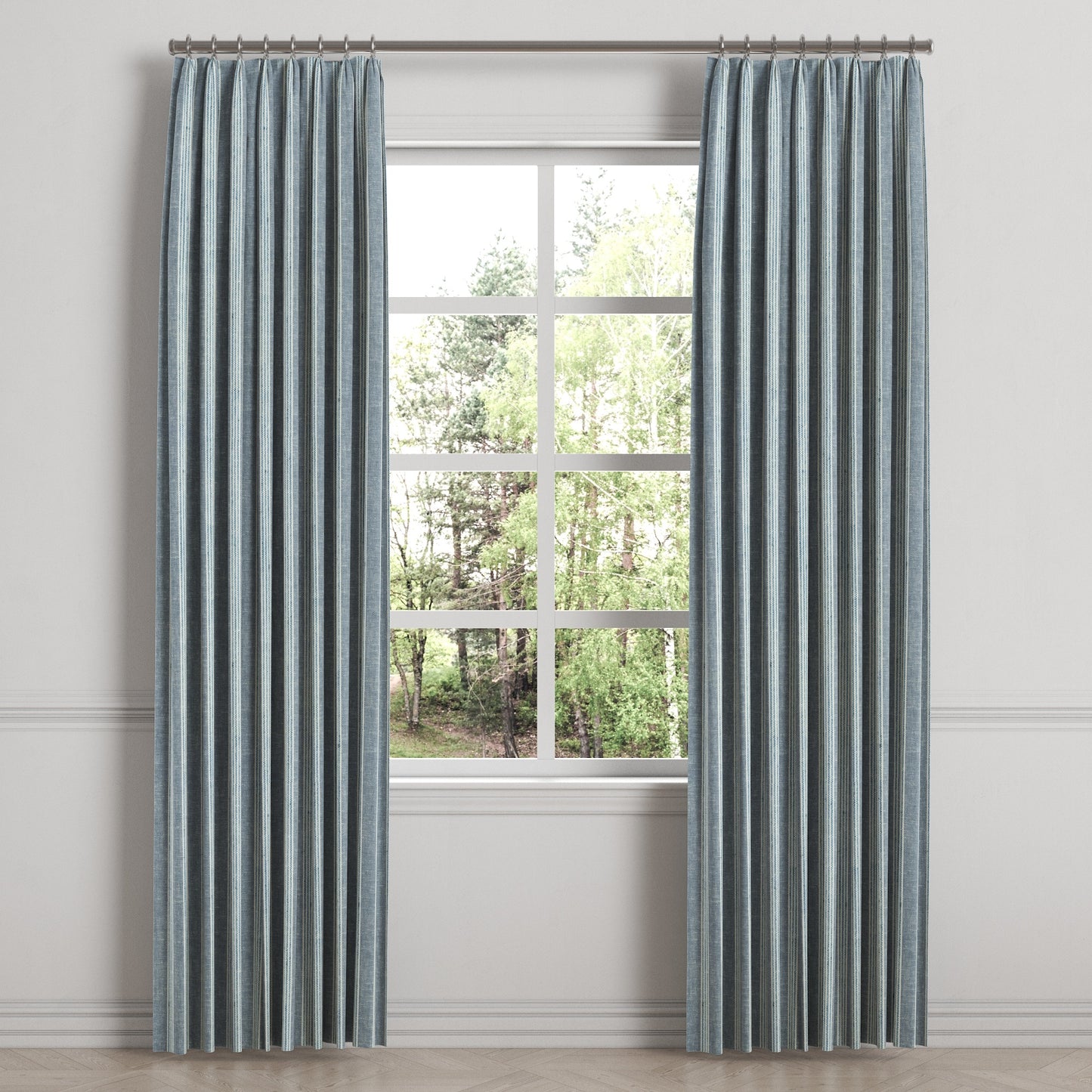 Euro Pleat Drapery in Nautical Stripes - Surfs Up