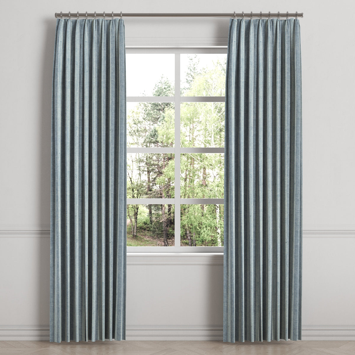 Euro Pleat Drapery in Nautical Stripes - Surfs Up