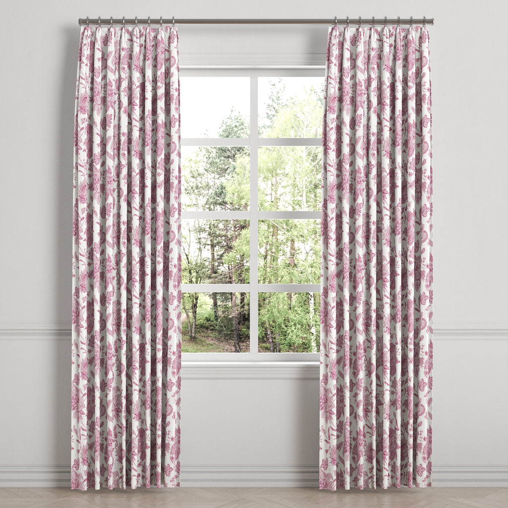 Euro Pleat Drapery in Toile - Strawberry