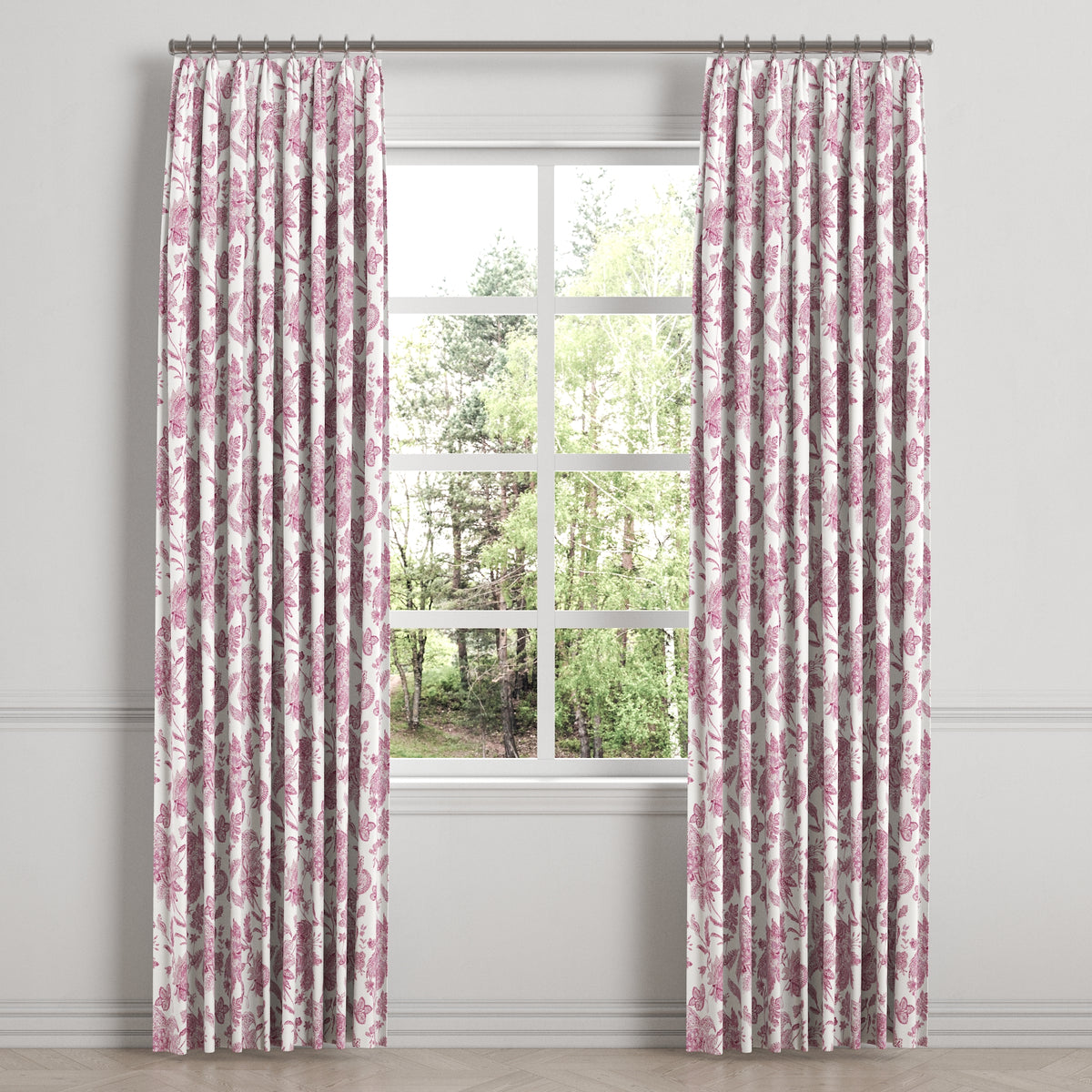 Euro Pleat Drapery in Toile - Strawberry