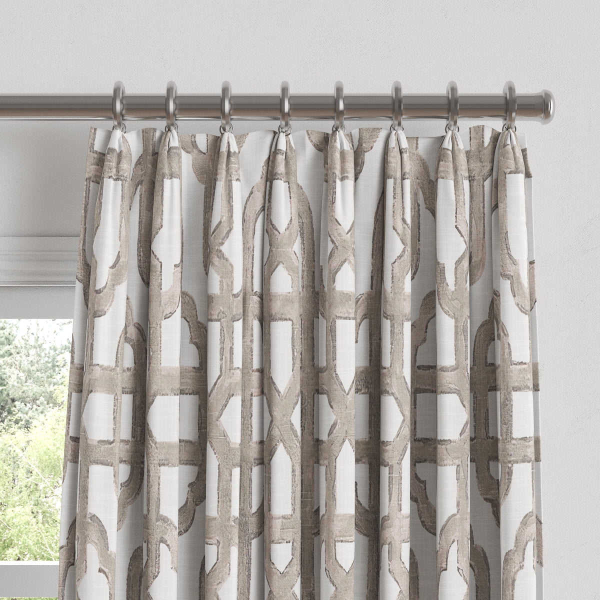 Euro Pleat Drapery in Trellis Like It Is - Beige