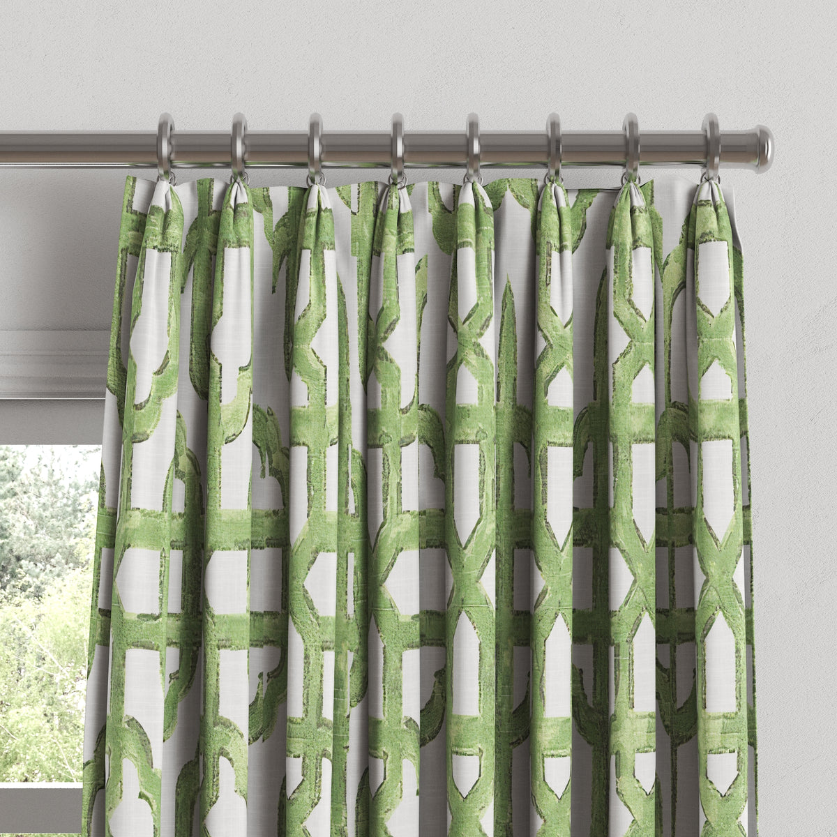 Euro Pleat Drapery in Trellis Like It Is - Meadow