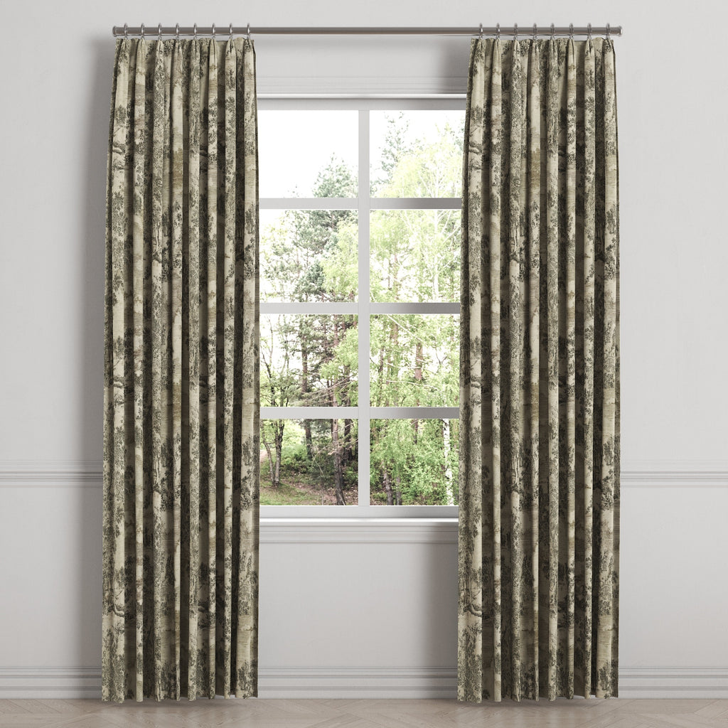 Euro Pleat Drapery in Country Toile - Onyx