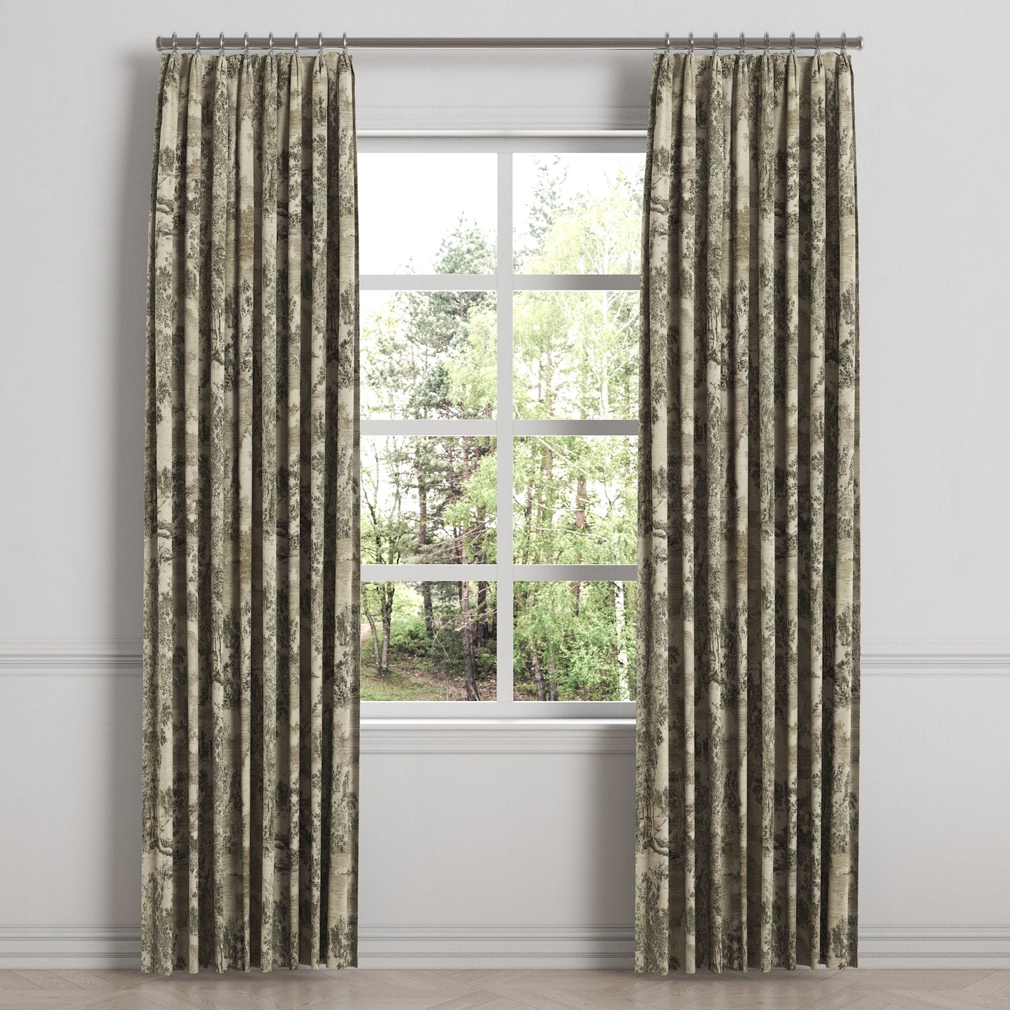 Euro Pleat Drapery in Country Toile - Onyx