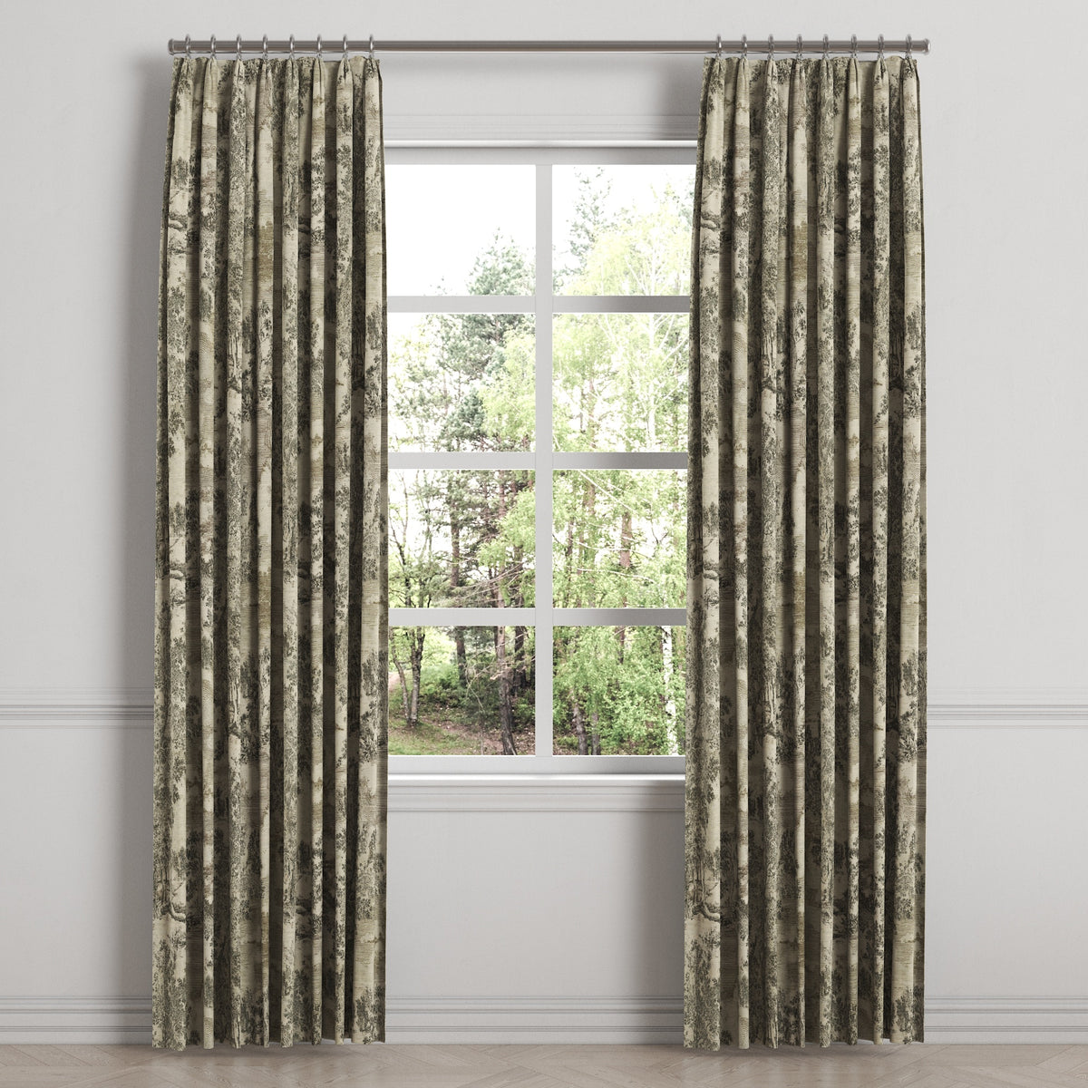 Euro Pleat Drapery in Country Toile - Onyx