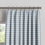 Euro Pleat Drapery in Gingham - Blue Jean