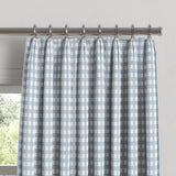 Euro Pleat Drapery in Gingham - Blue Jean