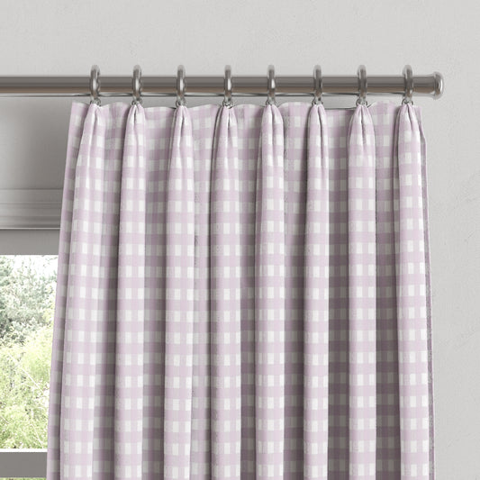 Euro Pleat Drapery in Gingham - Lilac