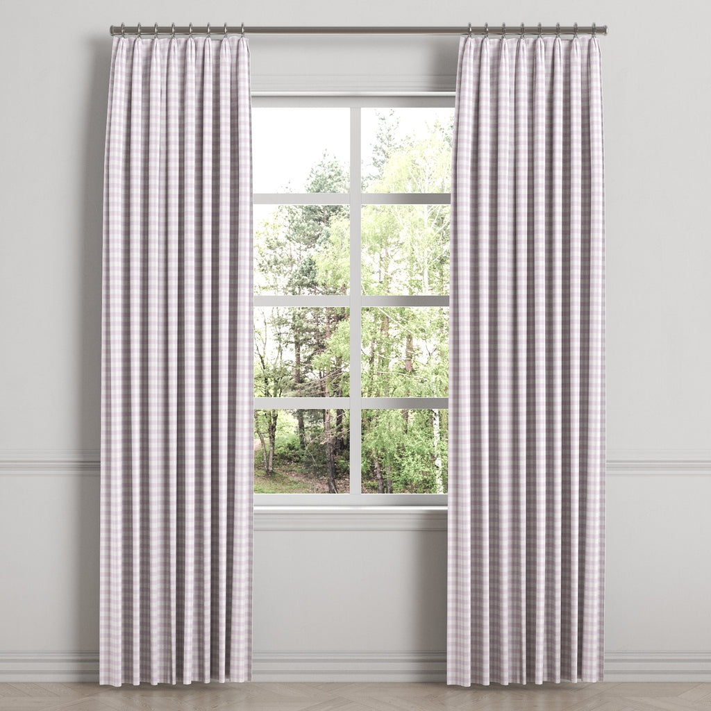 Euro Pleat Drapery in Gingham - Lilac