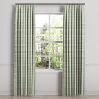 Euro Pleat Drapery in Gingham - Sage
