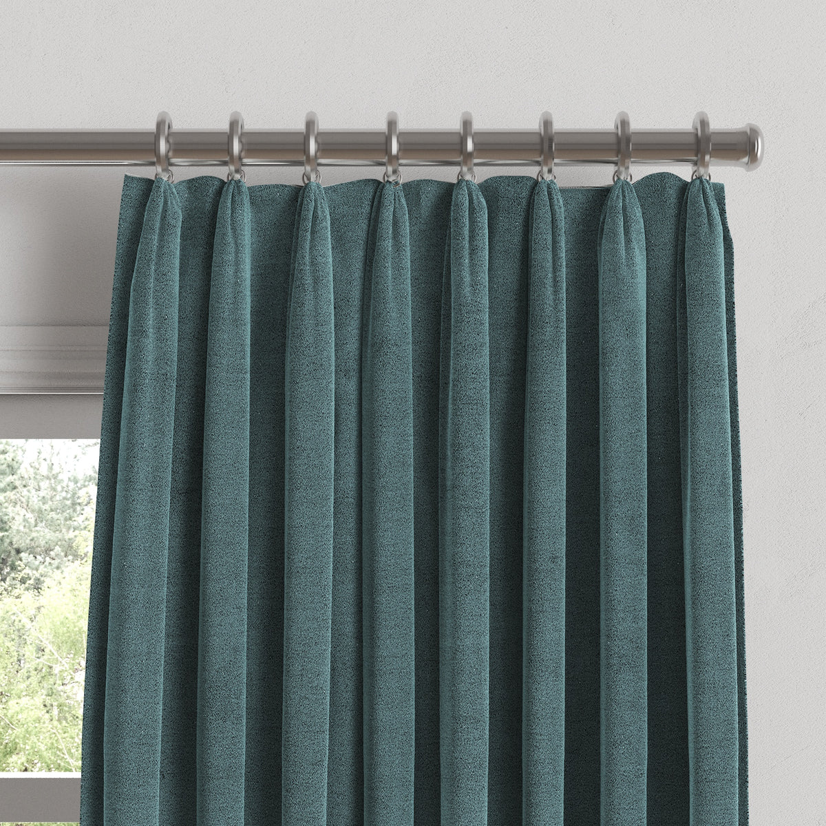 Euro Pleat Drapery in Classic Velvet - Seaside