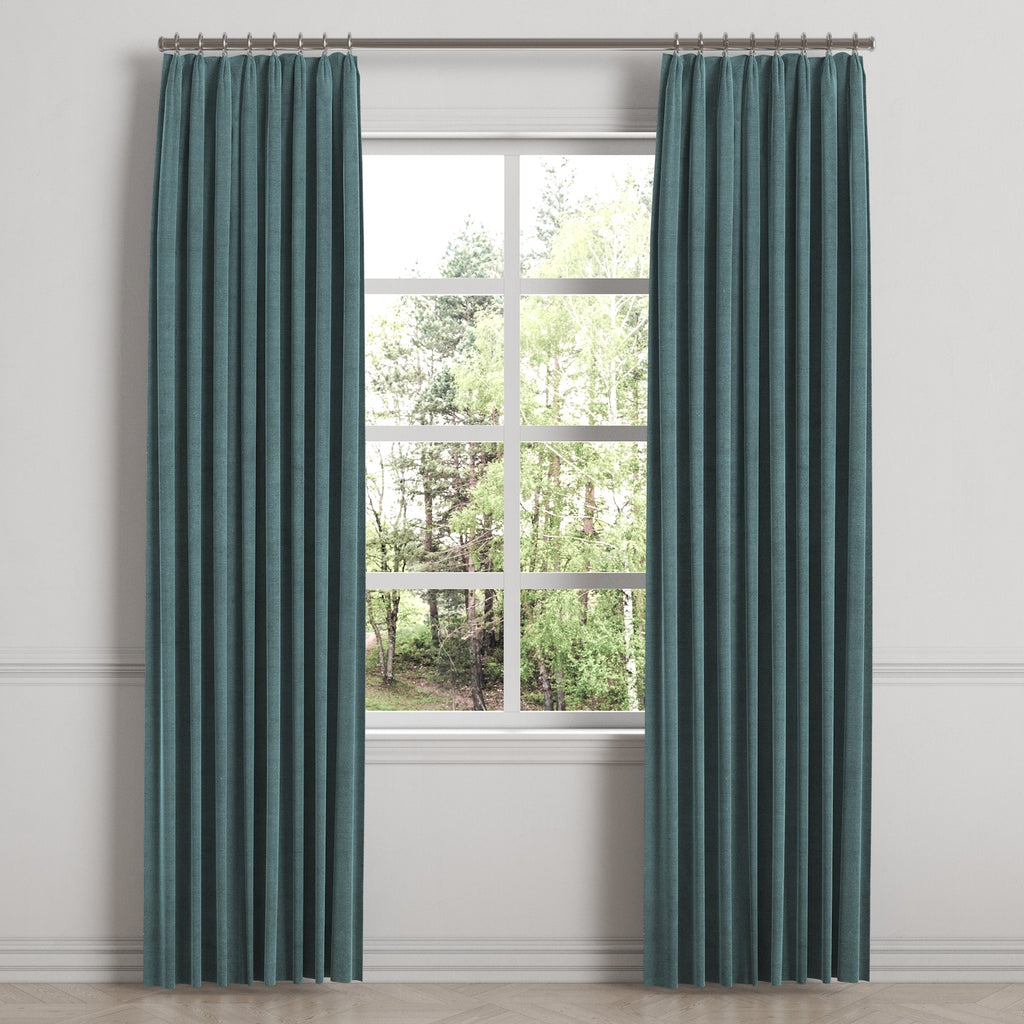 Euro Pleat Drapery in Classic Velvet - Seaside