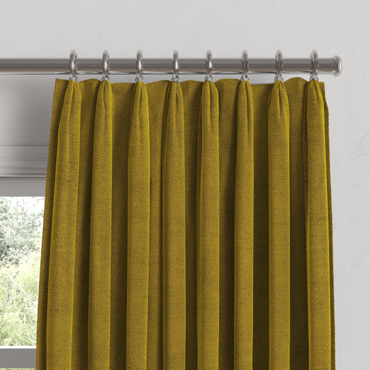 Euro Pleat Drapery in Classic Velvet - Citron