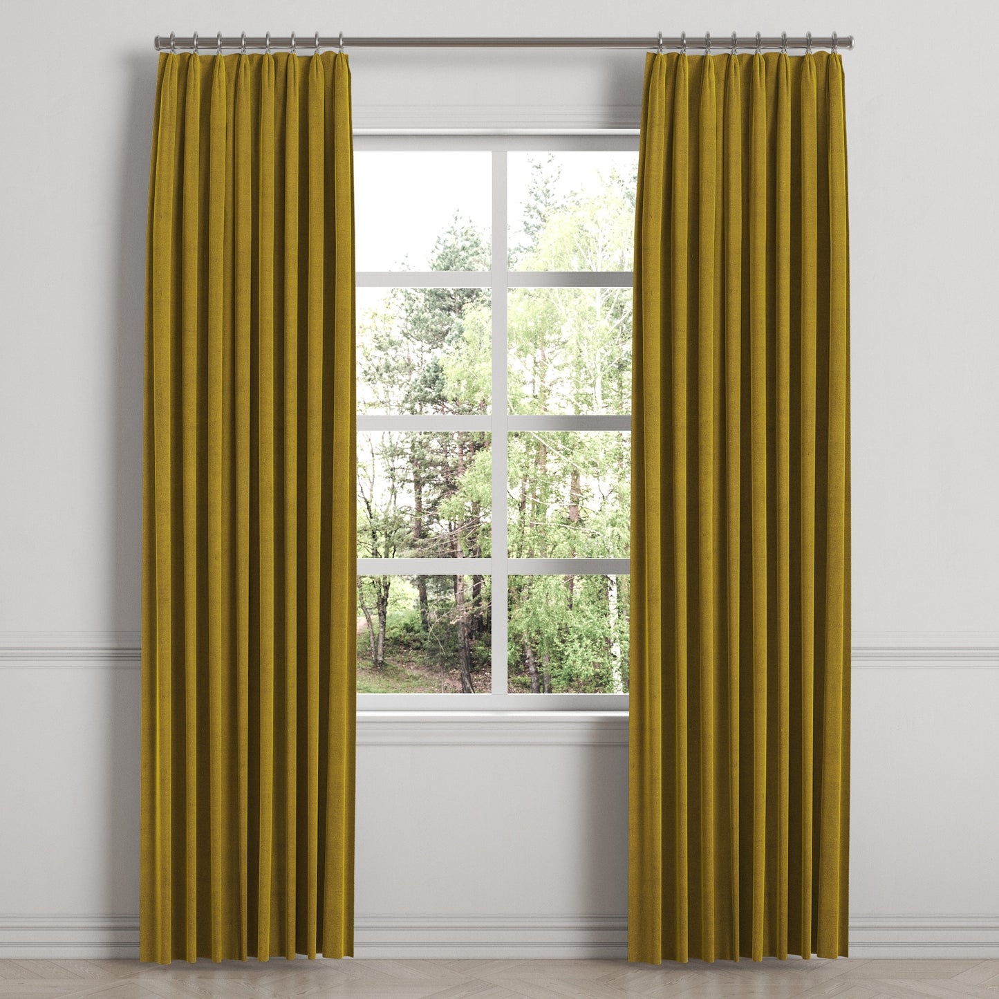 Euro Pleat Drapery in Classic Velvet - Citron