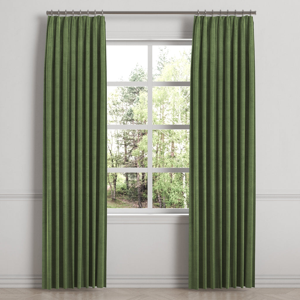 Euro Pleat Drapery in Classic Velvet - Aloe