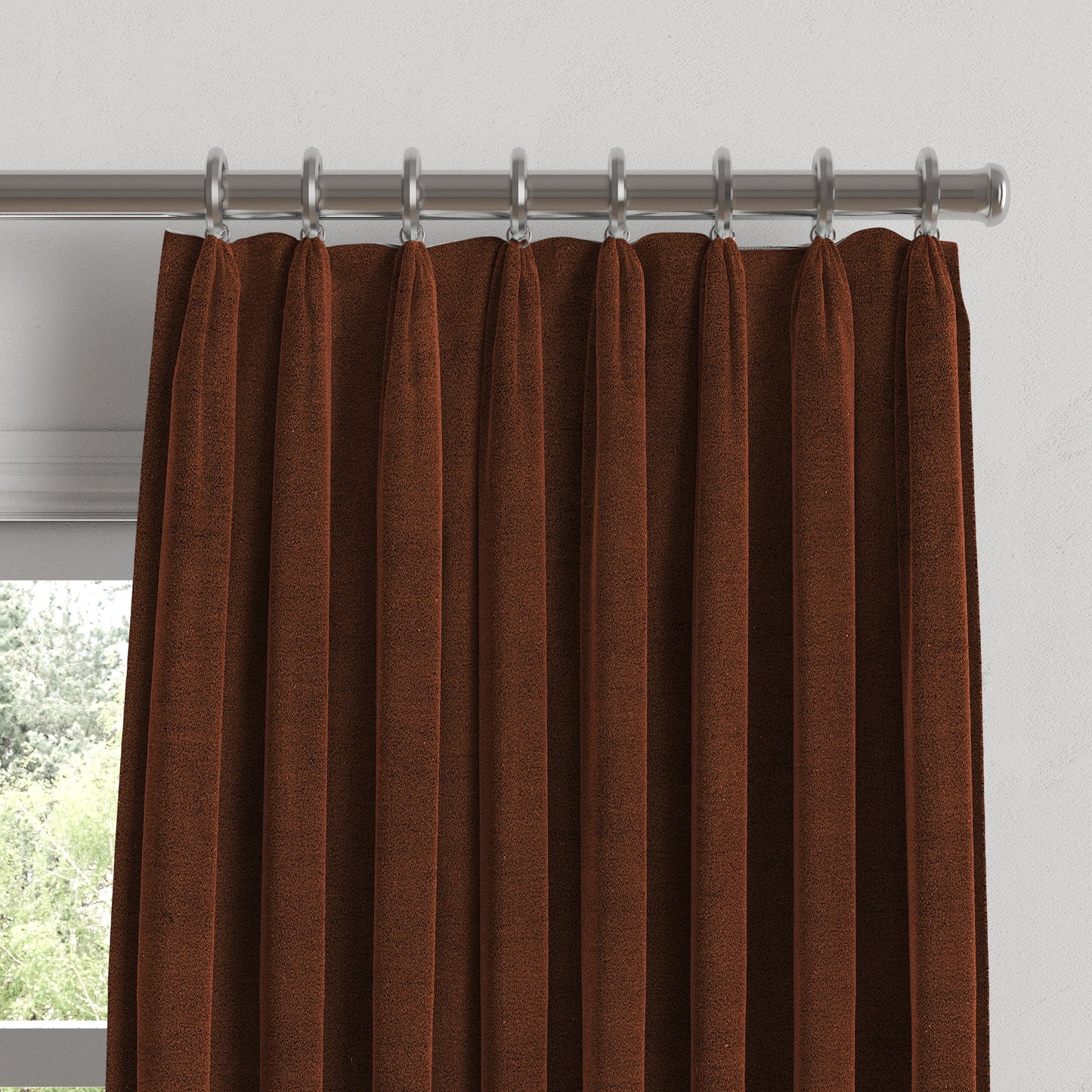 Euro Pleat Drapery in Classic Velvet - Spice