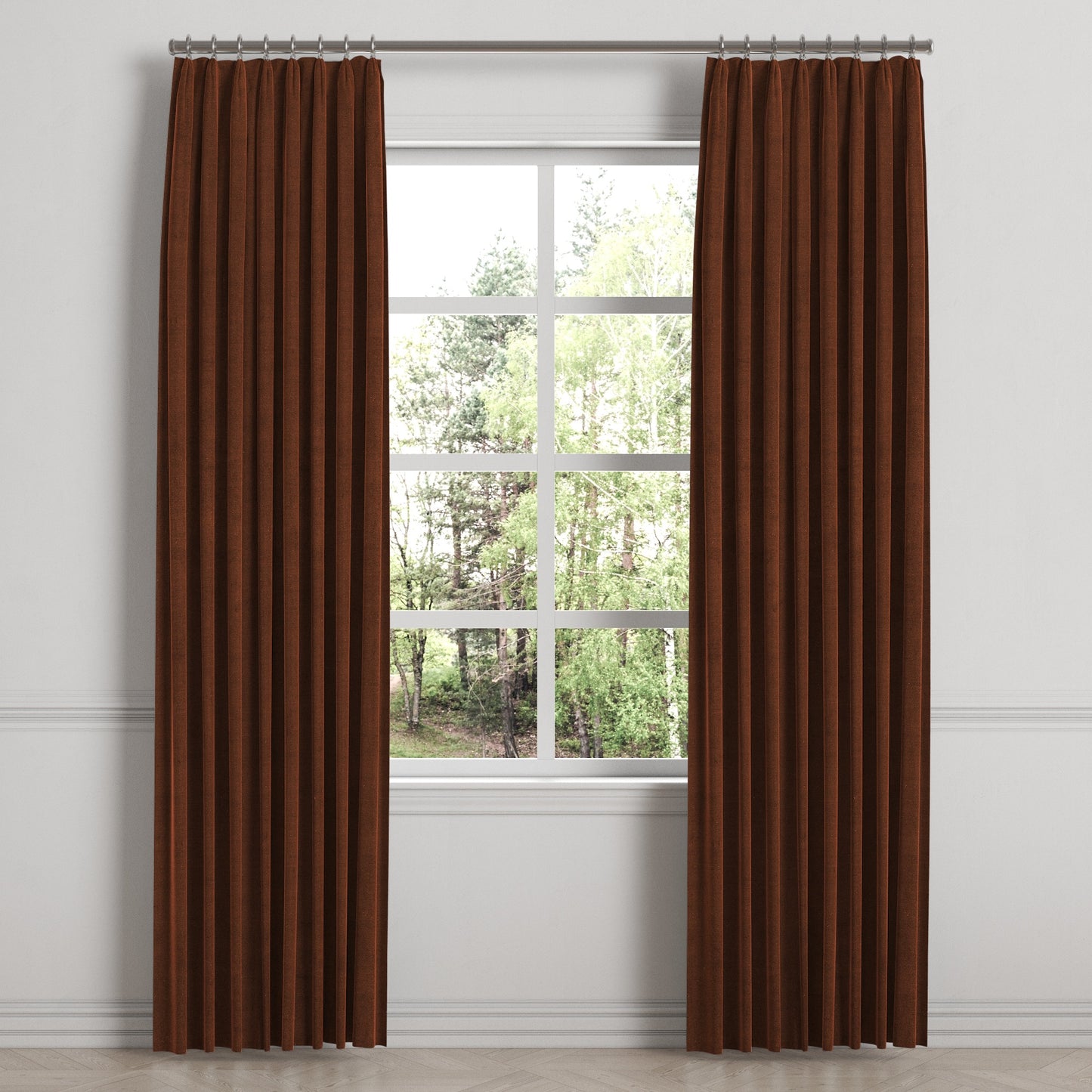 Euro Pleat Drapery in Classic Velvet - Spice
