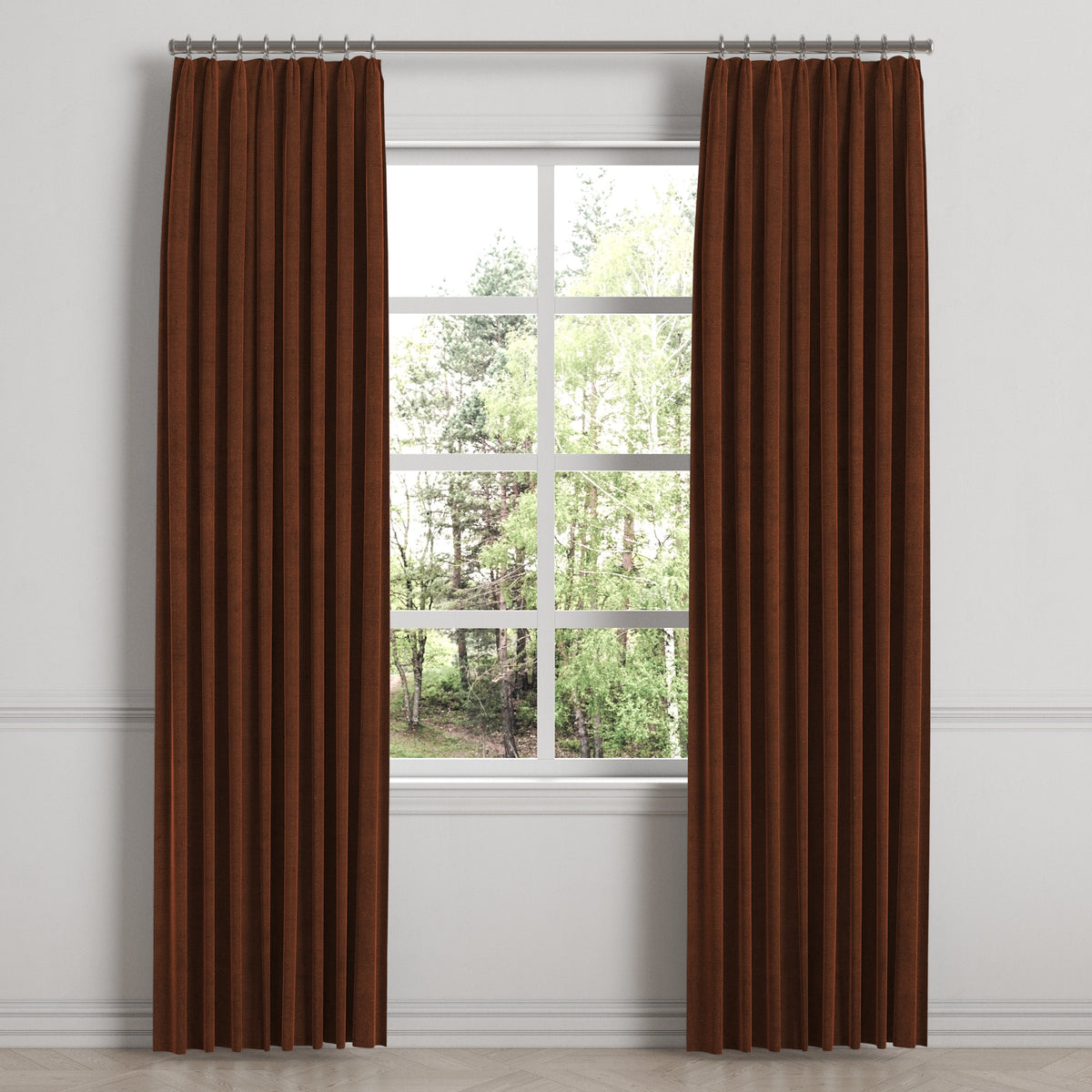 Euro Pleat Drapery in Classic Velvet - Spice