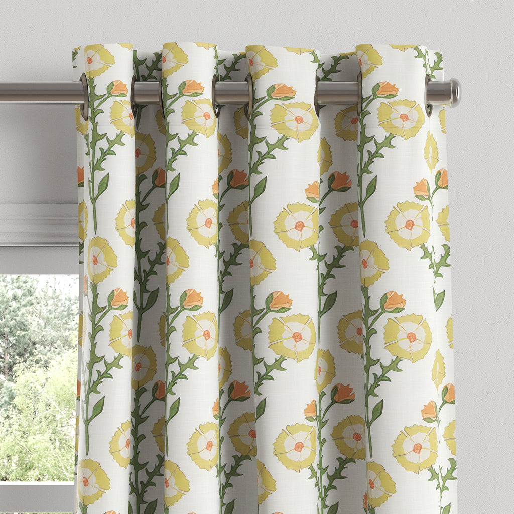 Grommet Drapery in Cottage Flowers - Sunbeam