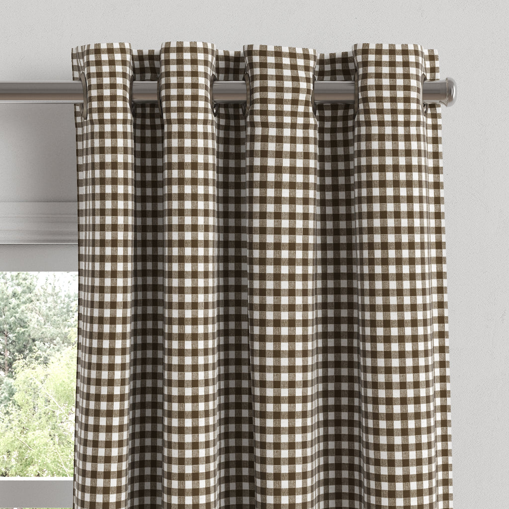 Grommet Drapery in Gingham - Chestnut